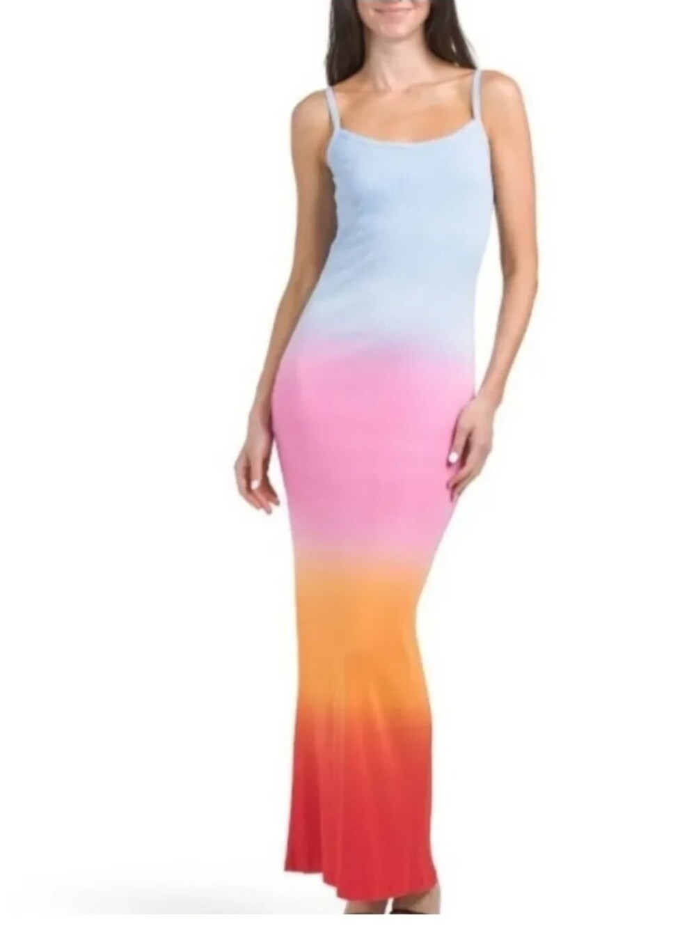 NWOT YFB Young Fabulous Broke Ombre Maxi Tank Dress in Blue-Pink-Orange-red - Picture 3 of 8